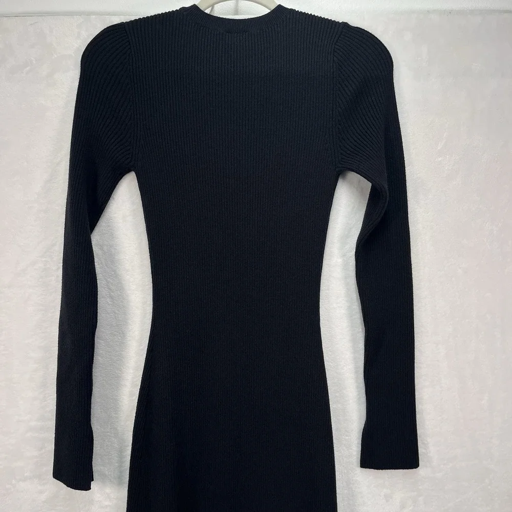 Abercrombie & Fitch Soft A&F Ribbed Maxi Dress Womens Small Black Long Sleeve